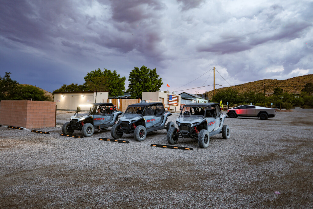 8 Amazing Desert Attractions Near Las Vegas to Plan Around 2 RZR vehicles at Pioneer Saloon, one of the desert attractions near Las Vegas