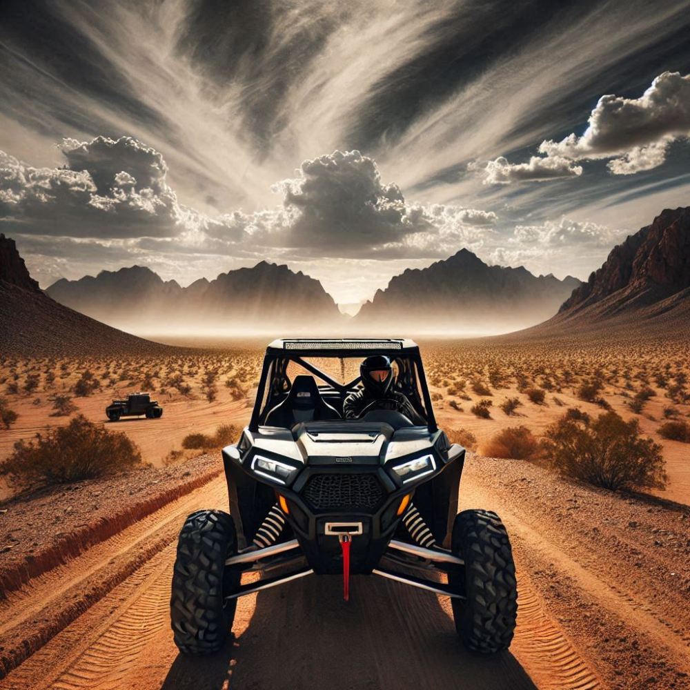 a motorcycle parked on a dirt road